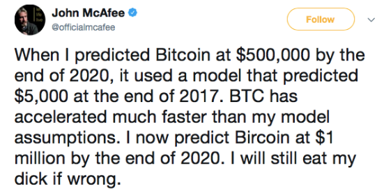 john mcafee bitcoin prediction will eat his dick bitcoin 1 million